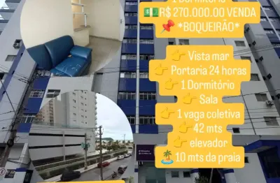 Apartamento ótimo - boqueirão pg! vista mar, 10mts da praia, 1 dorm.