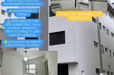 Apto térreo aviação!! 2 dorms, direto com o proprietário. 200m da praia