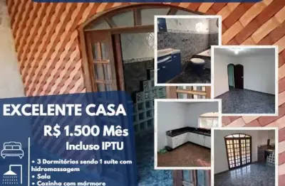 Casa para locação em suzano, jardim leblon, 3 dormitórios, 1 suíte, 2 banheiros, 2 vagas