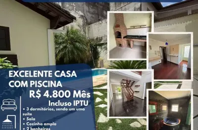 Casa para Locação em Suzano, Jardim Carlos Cooper, 3 dormitórios, 1 suíte, 2 banheiros, 2 vagas