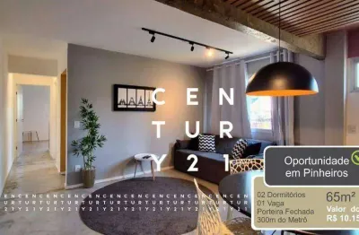 Apartamento com 2 dormitórios à venda, 65 m² por r$ 595.000,00 - pinheiros - são paulo/sp