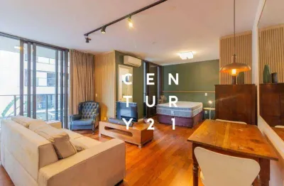 Apartamento excelente de 47m2 em Pinheiros, mobiliado completo, com ar, com 1 dormitório, 1 banheiro, lazer completo com piscina e 1 vaga. Aceita Pet.