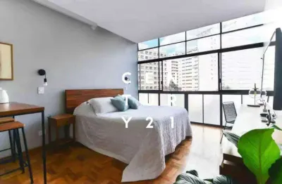 Apartamento studio, lindo e mobiliado completo no copan, 29 m2 por r$ 3.422,00 o pacote. aceita pet.