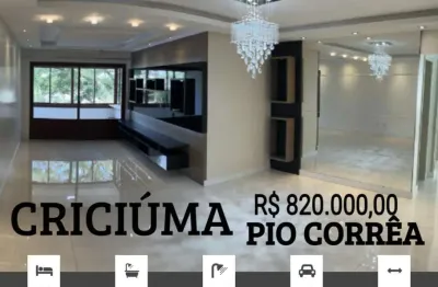 Apartamento para venda em criciúma, pio corrêa, 3 dormitórios, 1 suíte, 3 banheiros, 2 vagas