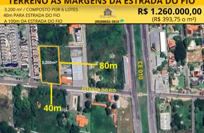 Excelente terreno com 40m de frente  para estrada do fio no eusebio!