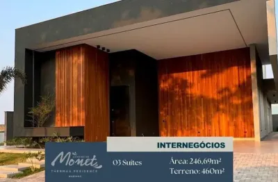 Casa térrea  - jardins de monet thermas residence  qd b, planta muito bem aproveitada, conectando e aproveitando ao máximo os ambientes.