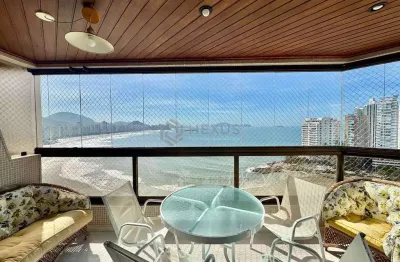 Apartamento frente mar com varanda e lazer na praia das asturias, guaruja