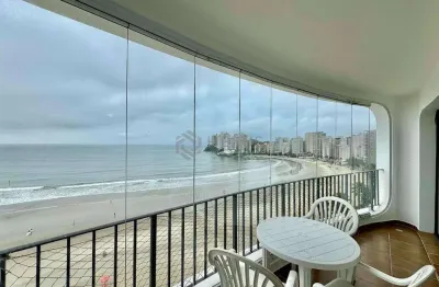 Apartamento frente mar com varanda e vista mar na praia das asturias, guaruja