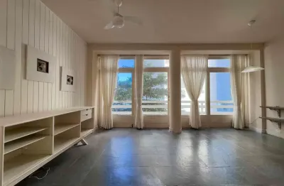 Apartamento com varanda na quadra mar da praia das pitangueiras de 2 quartos, 1 vaga, guarujá-sp.