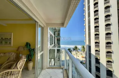 Apartamento beira mar com varanda e vista mar na praia das astúrias, guaruja