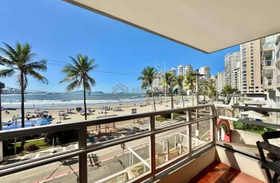 Apartamento frente mar, varanda, praia das asturias, guaruja | hexus