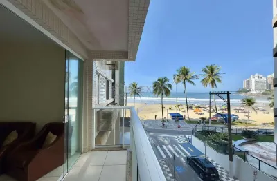 Apartamento beira mar, varanda, vista mar, quadra mar da praia das astúrias, guaruja | hexus