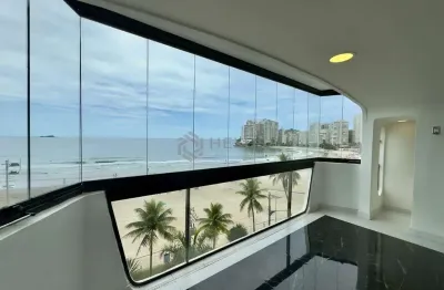 Apartamento frente mar, reformado, varanda, praia das asturias, guaruja