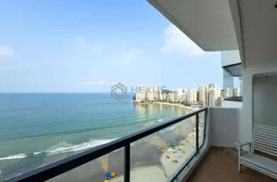 Apartamento frente mar com varanda e vista mar na praia das asturias, guaruja