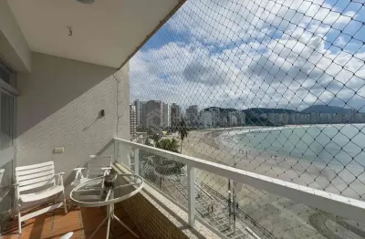 Apartamento frente mar, varanda, vista mar, praia das asturias, guaruja | hexus