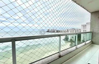 Apartamento frente mar com varanda e vista mar na praia das pitangueiras, guaruja