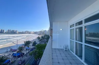 Apartamento frente mar com varanda e vista mar na praia das pitangueiras, guaruja