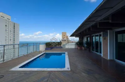 Cobertura com piscina, churrasqueira, vista mar, quadra mar, praia das pitangueiras, 3 quartos (3 s