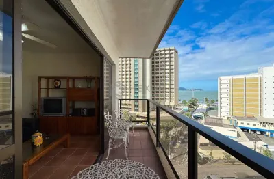 Apartamento com varanda e vista mar a uma quadra da praia das asturias, guaruja
