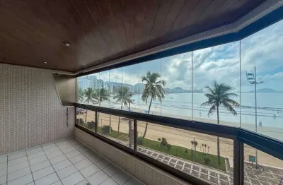 Apartamento frente mar com varanda vista mar e lazer na Praia das Asturias, Guaruja