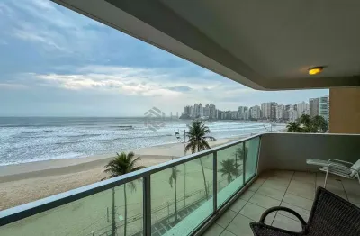 Apartamento frente mar com varanda e lazer na praia das asturias, guaruja