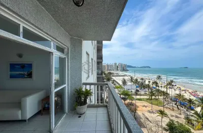 Apartamento frente mar com varanda e vista mar na praia das pitangueiras, guaruja