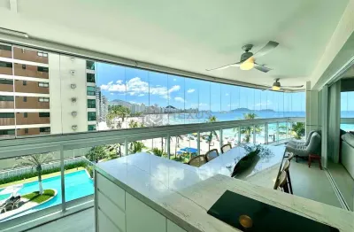 Apartamento frente mar com varanda gourmet, lazer e vista mar, asturias, guaruja
