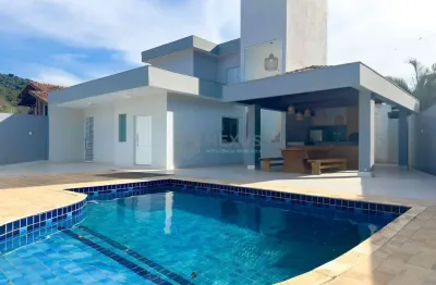 Casa nova com varanda, piscina e área gourmet no jardim guaiuba, guaruja - hexus