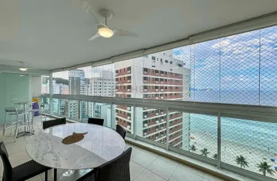 Apartamento frente mar com varanda gourmet, lazer e vista mar, asturias, guaruja