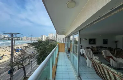 Apartamento na praia das pitangueiras frente mar com varanda, hexus.