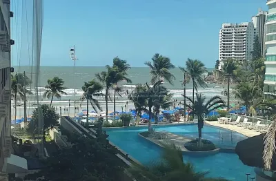 Apartamento mobiliado com vista mar na quadra mar da praia das asturias, guaruja