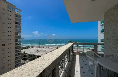 Apartamento com varanda e vista mar na quadra mar da praia das pitangueiras, guaruja
