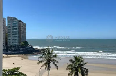 Apartamento frente mar, reformado com varanda e vista mar, pitangueiras, guaruja