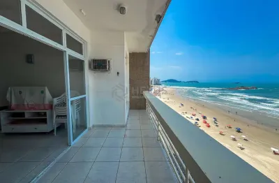 Apartamento frente mar com varanda na praia das pitangueiras, guarujá