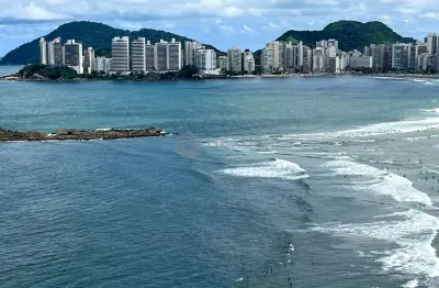 Cobertura frente mar com varanda e área gourmet na praia das pitangueiras, guaruja