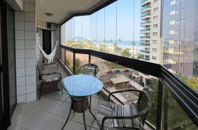Apartamento beira mar com varanda e lazer completo na praia da enseada, guaruja
