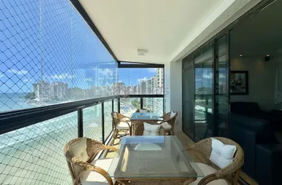 Apartamento frente mar com varanda em prédio com lazer na beira mar da praia das astúrias, guarujá-