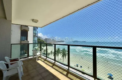 Apartamento alto padrão reformado frente mar com varanda e lazer na praia das asturias, guaruja