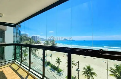 Apartamento de alto padrão frente mar com varanda e lazer na praia das asturias, guaruja