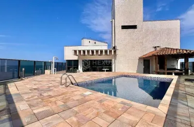 Cobertura penthouse de alto padrão frente mar com piscina e churrasqueira na praia das asturias, gu