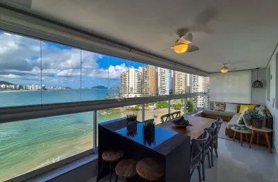 Apartamento frente mar com varanda gourmet e lazer na Praia das Asturias, Guaruja