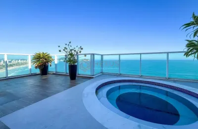 Cobertura de alto padrão frente mar com piscina e área gourmet na praia das pitangueiras, guaruja