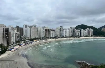 Apartamento frente mar com varanda e lazer na praia das asturias, guaruja
