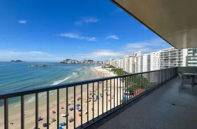 Apartamento frente mar com varanda na Praia das Pitangueiras, Guaruja