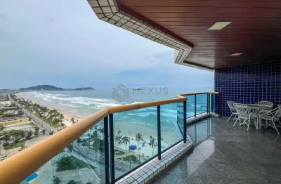 Apartamento com varanda vista mar e lazer na beira mar da Praia da Enseada, Guaruja
