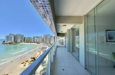 Apartamento reformado frente mar com varanda na Praia das Asturias, Guaruja