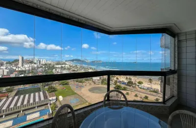Apartamento com varanda vista mar e lazer na beira mar da Praia da Enseada, Guaruja