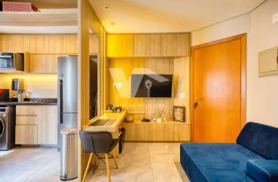Apartamento à venda no jardim paulista com 1 quarto (1 suíte) e 1 vaga, 32m², mobiliado, lazer com piscina, academia e churrasqueira.