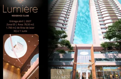Lumiere residence club | 3q sendo 1 suite | 78,50 m2 priv. |condomínio clube no coração da zona 03, maringá