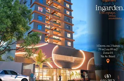 Pré-lançamento ingarden - av. brasil / 78 m2 / 3q (1suite) ou 2 suítes/ 1vaga  / zona 03 / maringá